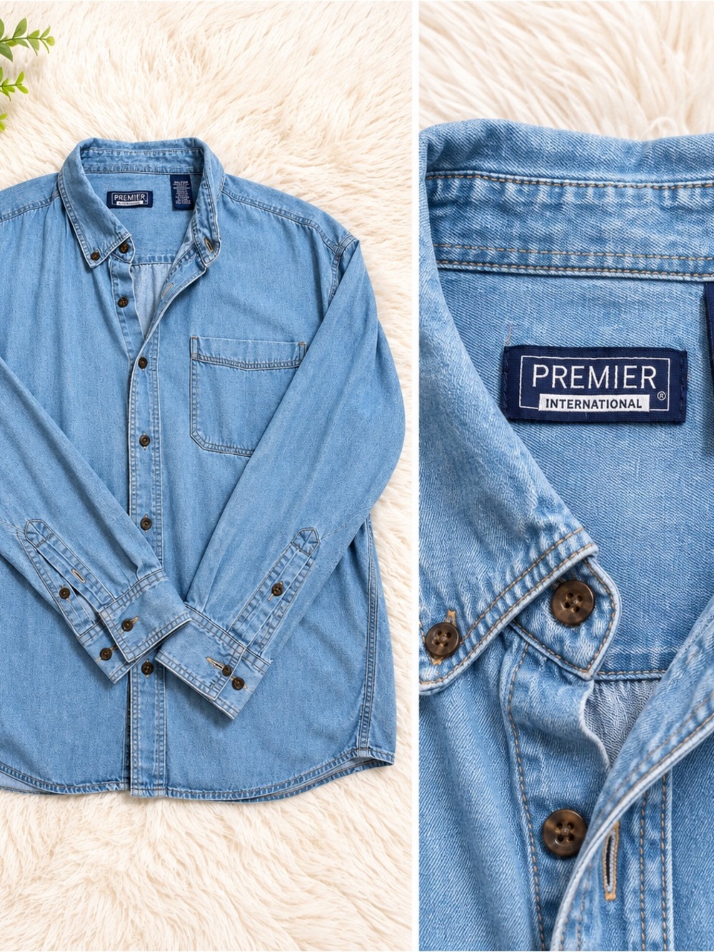 Premier International Light Blue Denim Button-Down Shirt